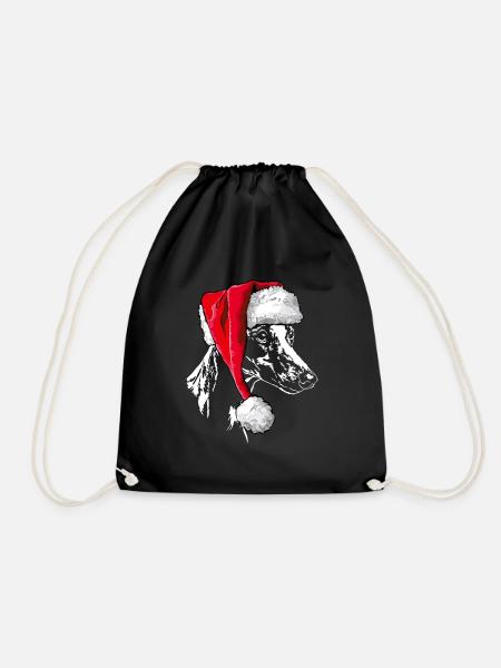 Santa WHIPPET Christmas Dogs Dog Wilsigns - Drawstring Bag - black