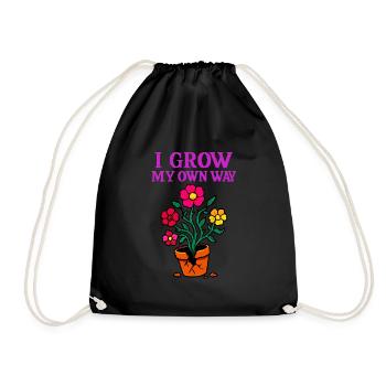 I Grow My Own Way – Pixel Bloom Tee - Drawstring Bag - black - Front