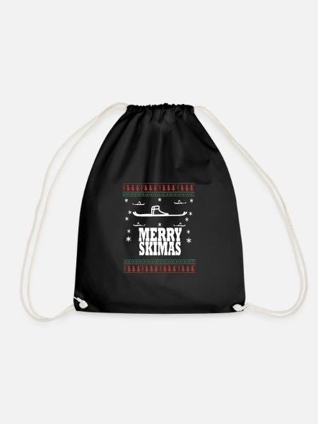 Ugly Christmas Ski - Drawstring Bag - black
