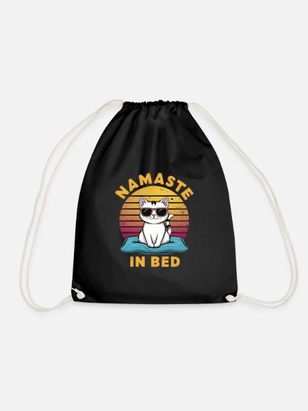 Yoga Katzen T-Shirt – Perfekt für Katzen- und Yoga - Turnbeutel - Schwarz