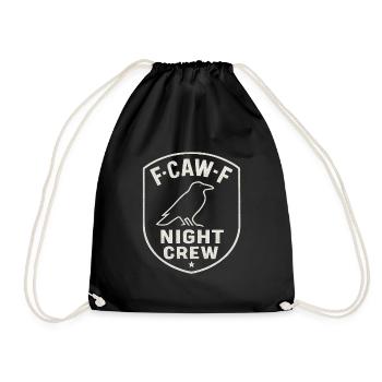 F-Caw-F Night Crew Raven Crow Humor Night Shift - Drawstring Bag - black - Front