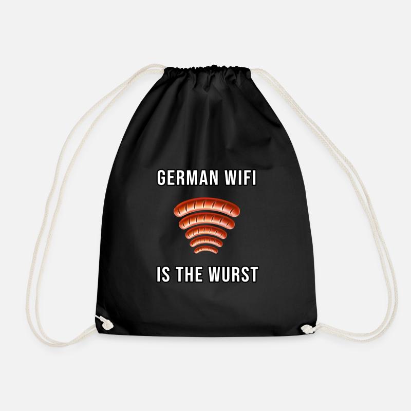Bratwurst German Wifi Lustig Spruch Geschenk Wurst - Turnbeutel - Schwarz