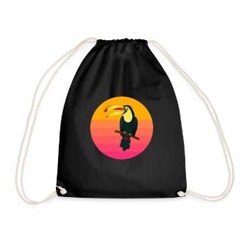 Sunset Bird Lover Vaporwave Toucan - Drawstring Bag - black - Front
