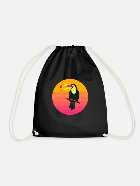 Sonnenuntergang Vogel Liebhaber Vaporwave Tukan - Turnbeutel - Schwarz