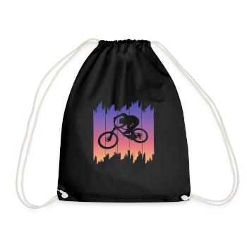 Mountainbike Downhill heizen MTB Fahrer Geschenk - Turnbeutel - Schwarz - Vorne