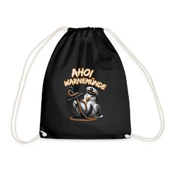 Ahoy Warnemünde ! Drôle de mouette avec ancre - Sac de sport léger - noir - Devant