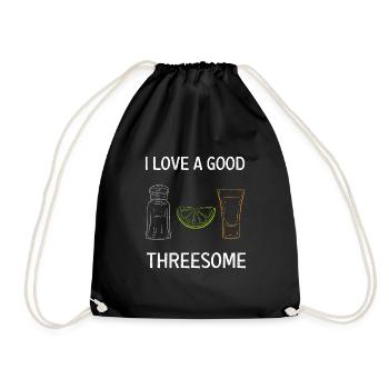 Tequila Threesome Witzig Alkohol Party Spruch - Turnbeutel - Schwarz - Vorne