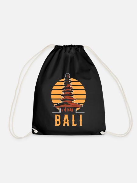 Bali Indonesia - Drawstring Bag - black