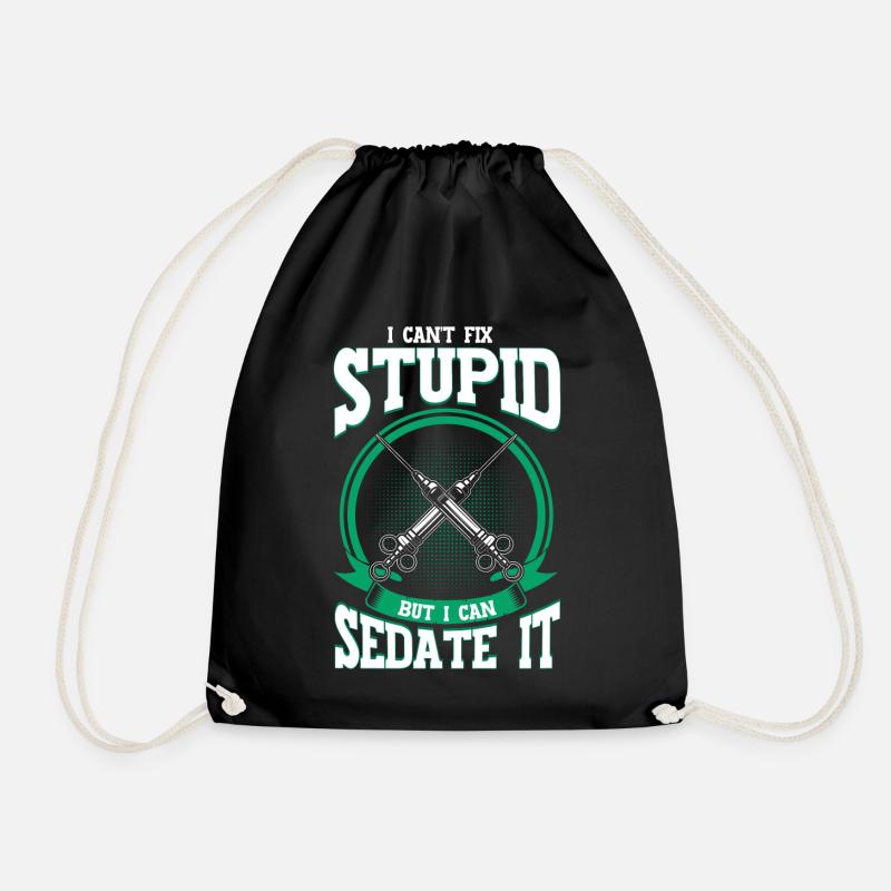 Anesthesia Doctor CRNA Anesthesiologist - Drawstring Bag - black