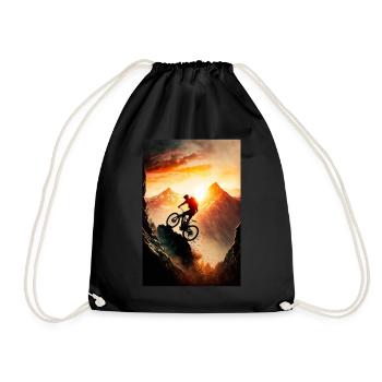 Mountain Sports Mountain Bike Downhill Graphics - Drawstring Bag - black - Front