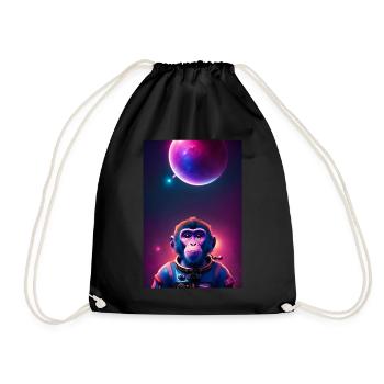 Space Monkey Graphic - Cool Synthwave Astronaut - Drawstring Bag - black - Front