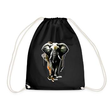 Elephant - Drawstring Bag - black - Front