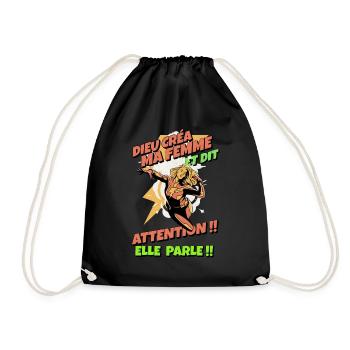 Dieu créa ma femme et dit: Attention elle parle... - Sac de sport léger - noir - Devant