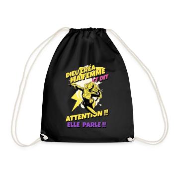 -Dieu créa ma femme et dit : Attention elle parle - Sac de sport léger - noir - Devant