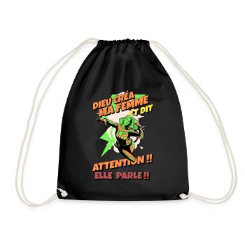 Dieu créa ma femme et dit : Attention elle parle ! - Sac de sport léger - noir - Devant