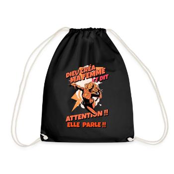 Dieu créa ma femme et dit: Attention elle parle ! - Sac de sport léger - noir - Devant