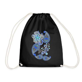 Mandala henna geometrisch blau weiss - Turnbeutel - Schwarz - Vorne