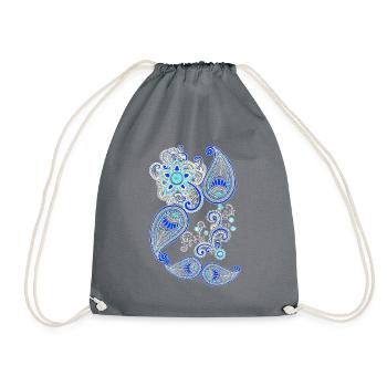 Mandala henna geometrisch blau weiss - Turnbeutel - Grau - Vorne