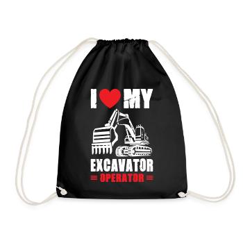I Love Excavator Operator - Drawstring Bag - black - Front