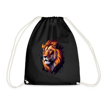 Abstract illustration of lion - Drawstring Bag - black - Front