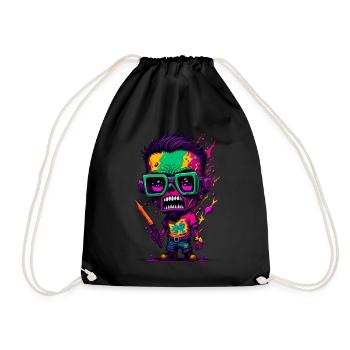 Bunter cooler Zombie - Turnbeutel - Schwarz - Vorne