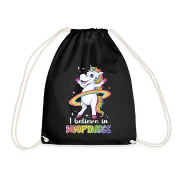I believe in Hoopiness Einhorn mit Reifen hullern - Turnbeutel - Schwarz - Vorne