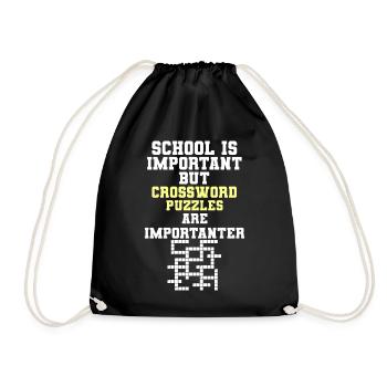 School Is Important Crossword Puzzle Importanter - Turnbeutel - Schwarz - Vorne