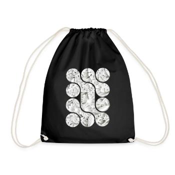 Abstract White Leaf Patterns - Drawstring Bag - black - Front