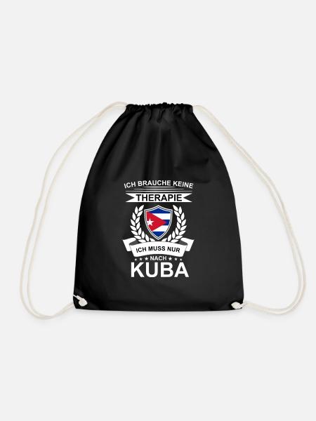 Ich brauche keine Therapie ich muss Kuba Flagge - Turnbeutel - Schwarz