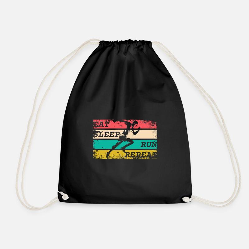 EAT SLEEP RUN REPEAT - Turnbeutel - Schwarz