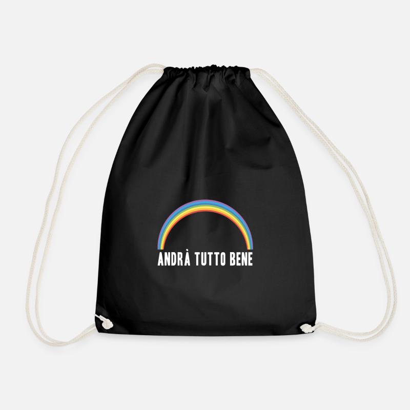 Andrà tutto bene Regenbogen alles wird gut - Turnbeutel - Schwarz