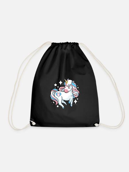 Transgender Einhorn Trans Pride - Turnbeutel - Schwarz