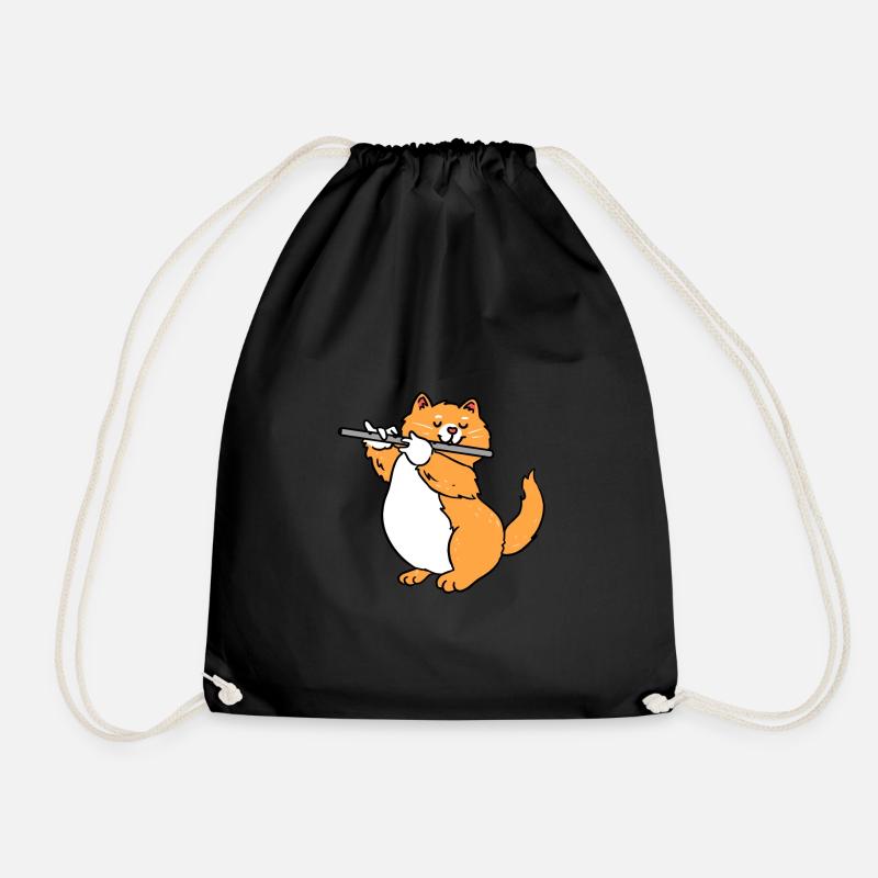 Chat joue de la flûte - Sac de sport léger - noir