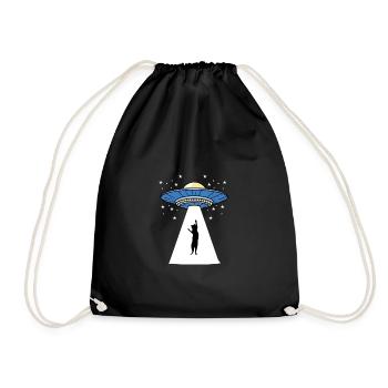 Alien UFO cats - Drawstring Bag - black - Front