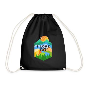I love CO2 anti climate change - Drawstring Bag - black - Front
