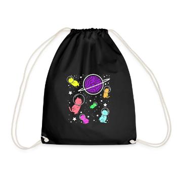 Cats in Space Astronauts Cat - Drawstring Bag - black - Front