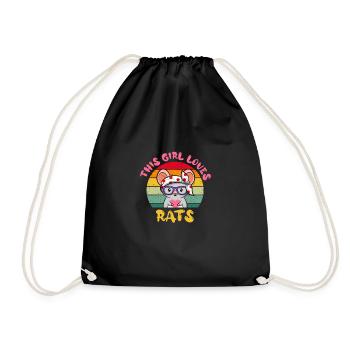 Ratte Farbratte Ratten-Liebhaber Nager Geschenk - Turnbeutel - Schwarz - Vorne