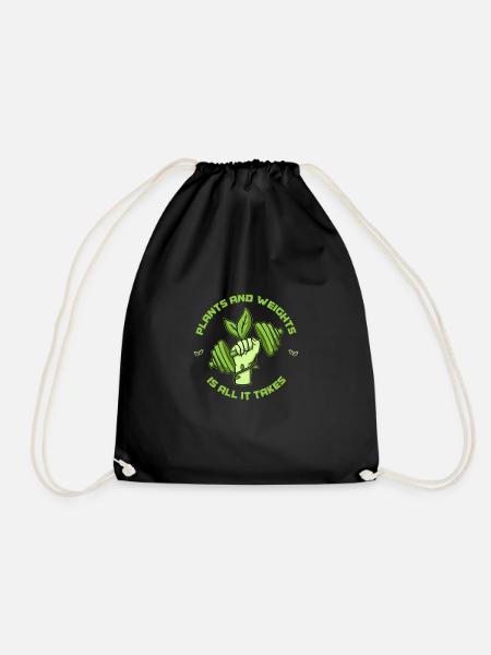 Vegan Vegetarier Fitness Gewicht Workout Geschenk - Turnbeutel - Schwarz