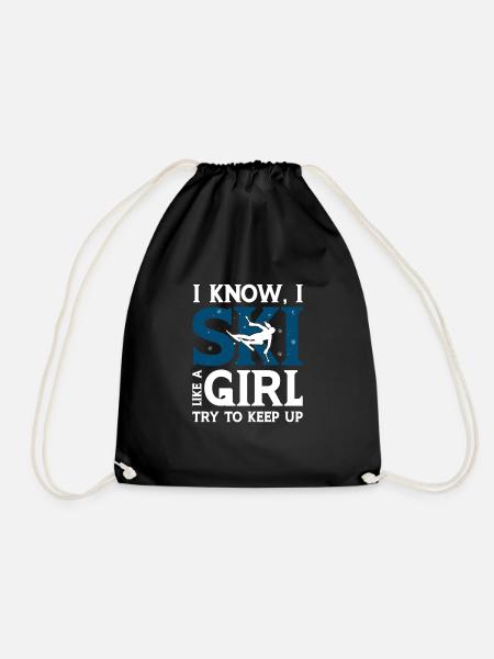 I Know I Ski Like A Girl - Skier Skiing - Turnbeutel - Schwarz