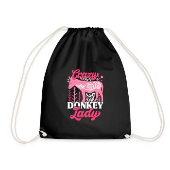 Crazy Donkey Lady Funny Donkey - Turnbeutel - Schwarz - Vorne