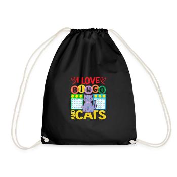 I Love Bingo And Cats Funny Bingo Player Cat Lover - Turnbeutel - Schwarz - Vorne