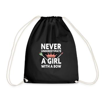 Never Underestimate A Girl With A Bow Funny - Drawstring Bag - black - Front