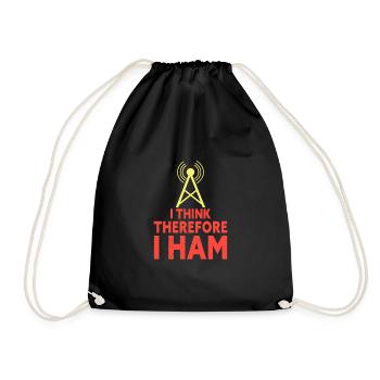 I Think Therefore I HAM Funny Amateur HAM Radio - Drawstring Bag - black - Front