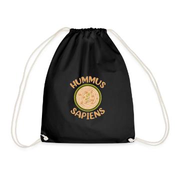 Hummus Sapiens Funny Vegan Vegetarian Veganism - Drawstring Bag - black - Front