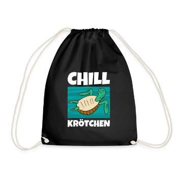 Chill Krötchen Schildkröte Chillen Turtle Relax - Turnbeutel - Schwarz - Vorne