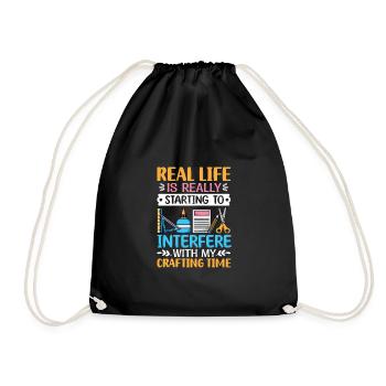 Funny Crafting Saying Crafter - Drawstring Bag - black - Front