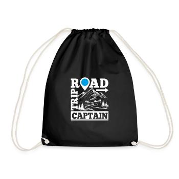 Road Trip Captain Funny Traveling Vacation - Drawstring Bag - black - Front