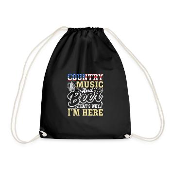 Country Music and Beer That's Why I'm Here - Drawstring Bag - black - Front