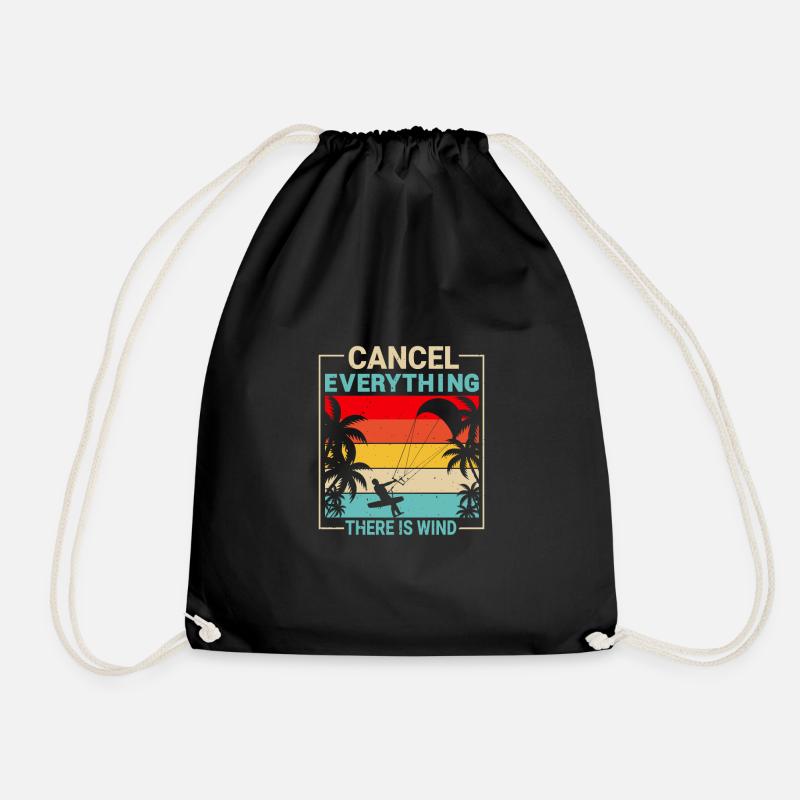 Il y a du vent drôle kitesurfer kitesurfer - Sac de sport léger - noir