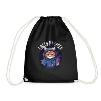 Cat I need my space pun astronomy cat - Drawstring Bag - black - Front